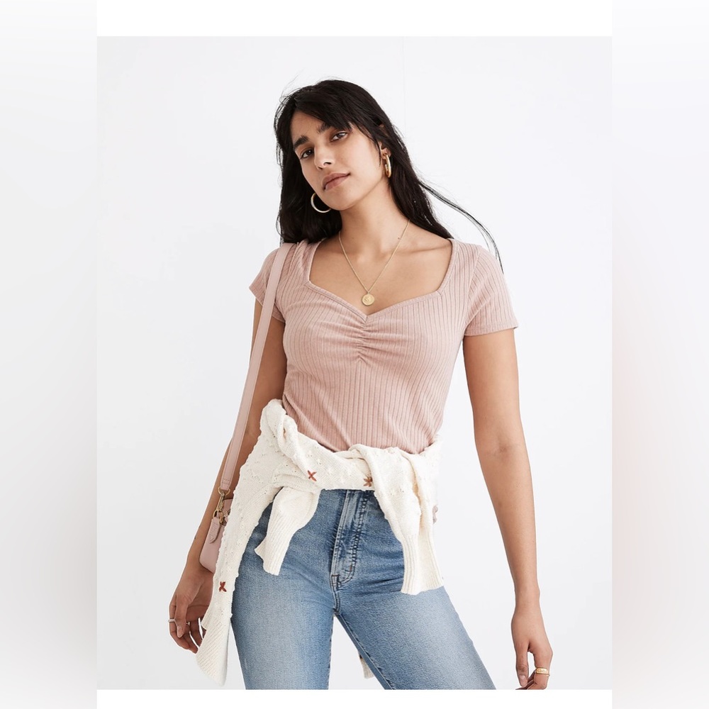 NWOT Madewell Ribbed Sweetheart Tee